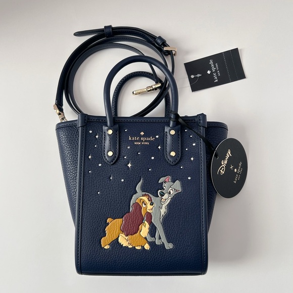 ♠️Kate Spade X Disney Lady and the Tramp Ella Mini Tote Crossbody Bag, Blue NWT - Picture 7 of 8
